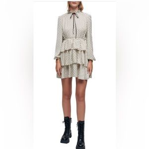 Maje long sleeve ruffle mini dress size 6